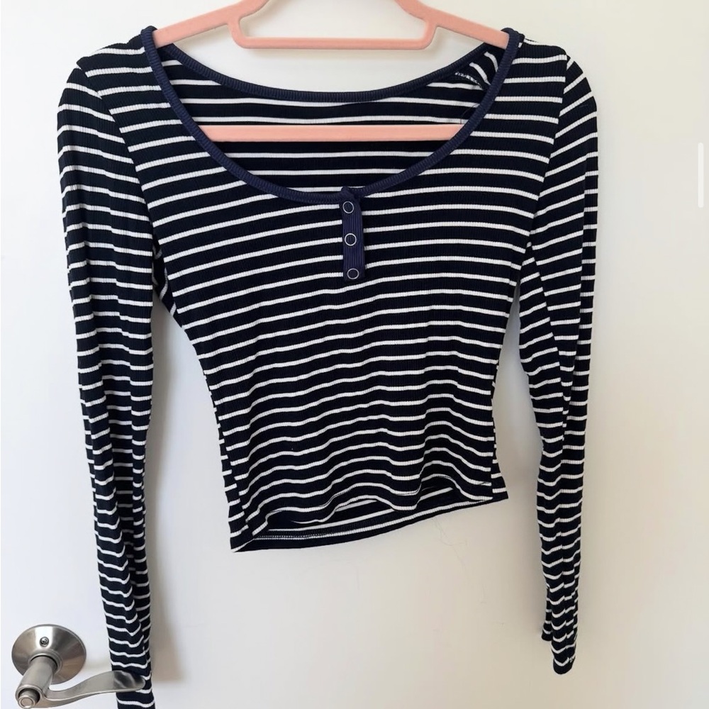 Striped Navy and White Women's Top